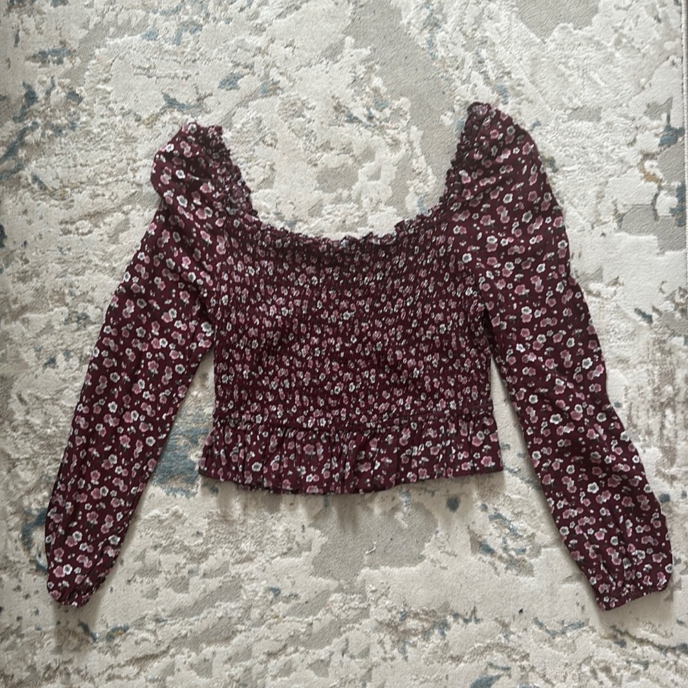 Wild Fable Cropped Longsleeve Peasant Blouse, Size Medium